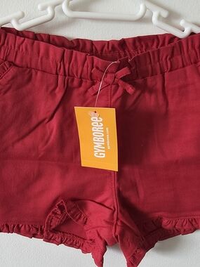 Gymboree Girls' Deep Red Ruffle Hem High Waist Shorts